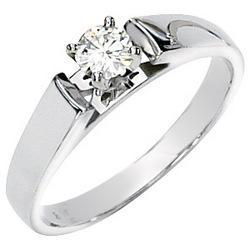 14K White Gold Round Solitaire Created Moissanite Engagement Ringwhite 