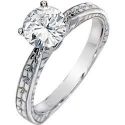 14K White Gold Round Solitaire Created Moissanite Engagement Ringwhite 