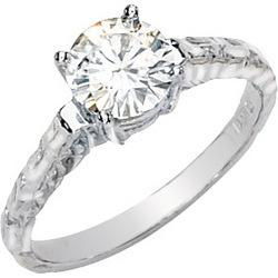 14K White Gold Round Solitaire Created Moissanite Engagement Ringwhite 
