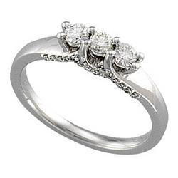 14K White Gold Three 3 Stone Diamond Bridal Band Ringwhite 