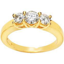 14K Yellow Gold Created Moissanite 3 Stone Anniversary Band Ringyellow 