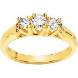 14K Yellow Gold Created Moissanite 3 Stone Anniversary Band Ringyellow 