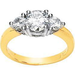 14K Two Tone Gold Created Moissanite 3 Stone Engagement Ringtwo 