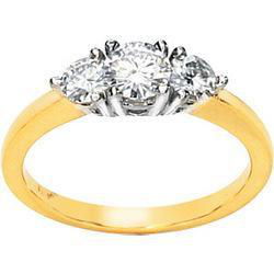14K Yellow Gold Created Moissanite 3 Stone Anniversary Band Ringyellow 