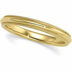 14K Yellow Gold Comfort Fit Milgrain Band - 4mmyellow 