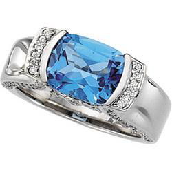 14K White Gold Topaz & Diamond Ringwhite 