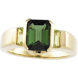 14K Yellow Gold Green Tourmaline & Peridot Ringyellow 