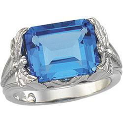 14K White Gold Swiss Blue Topaz Ringwhite 