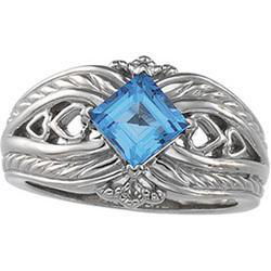 14K White Gold Swiss Blue Topaz Ringwhite 