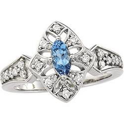 14K White Gold Aquamarine & Diamond Ringwhite 
