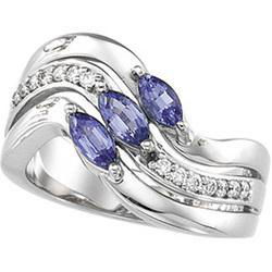 14K White Gold Tanzanite & Diamond Ringwhite 
