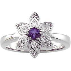 14K White Gold Chatham Created Alexandrite & Diamond Ringwhite 