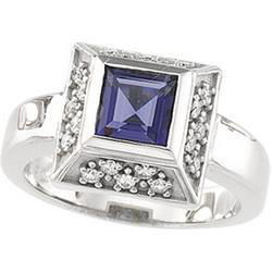14K White Gold Iolite & Diamond Ringwhite 