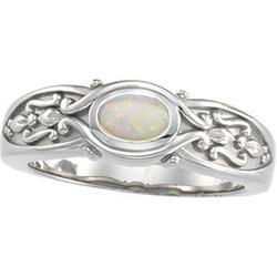 14K White Gold Chatham Created Opal Ringwhite 