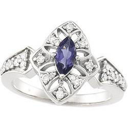 14K White Gold Iolite & Diamond Ringwhite 