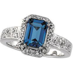 14K White Gold Topaz & Diamond Ringwhite 