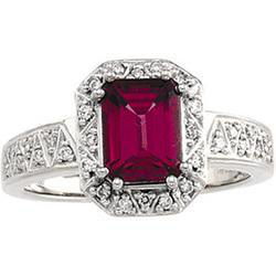 14K White Gold Rhodolite Garnet & Diamond Ringwhite 
