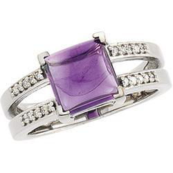 14K White Gold Amethyst & Diamond Ringwhite 