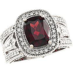 14K White Gold Mozambique Garnet & Diamond Ringwhite 