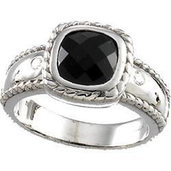 14K White Gold Onyx & Diamond Ringwhite 