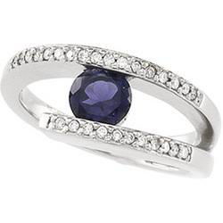 14K White Gold Iolite & Diamond Ringwhite 