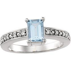 14K White Gold Aquamarine & Diamond Ringwhite 