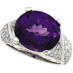 14K White Gold Amethyst & Diamond Ringwhite 