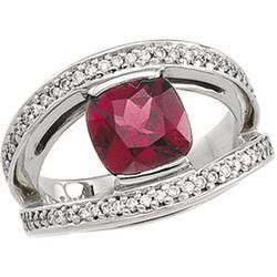 14K White Gold Rhodolite Garnet & Diamond Ringwhite 