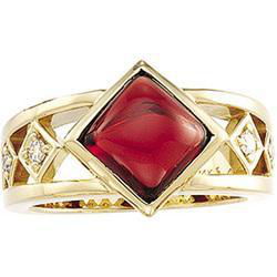 14K Yellow Gold Mozambique Garnet & Diamond Ringyellow 