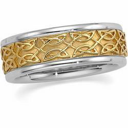 14K Two Tone Gold Bridal Celtic Bandtwo 