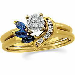 14K Yellow Gold Sapphire & Diamond Wrap Ringyellow 