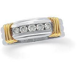 Platinum & 18K Yellow Gold Diamond Wedding Band Ringplatinum 