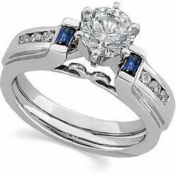 14K White Gold Sapphire & Diamond Bridal Enhancer Ringwhite 
