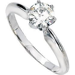 14K White Gold Created Moissanite Solitaire Engagement Ringwhite 