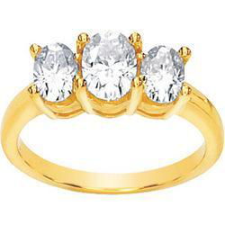 14K Yellow Gold Created Moissanite Three Stone Anniversary Band Ringyellow 