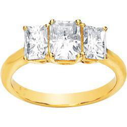 14K Yellow Gold Created Moissanite Three Stone Anniversary Band Ringyellow 