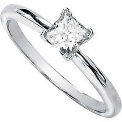 14K White Gold Created Moissanite Solitaire Engagement Ringwhite 