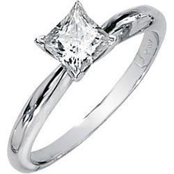 14K White Gold Created Moissanite Solitaire Engagement Ringwhite 