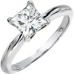 14K White Gold Created Moissanite Solitaire Engagement Ringwhite 