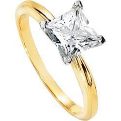 14K White Gold Created Moissanite Solitaire Engagement Ringwhite 