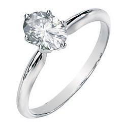 14K White Gold Created Moissanite Solitaire Engagement Ringwhite 
