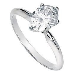 14K White Gold Created Moissanite Solitaire Engagement Ringwhite 