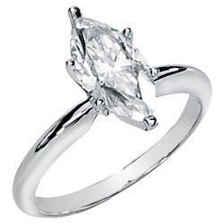 14K White Gold Created Moissanite Solitaire Engagement Ringwhite 