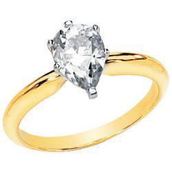 14K White Gold Created Moissanite Solitaire Engagement Ringwhite 