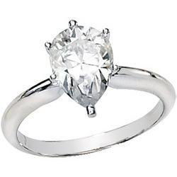 14K White Gold Created Moissanite Solitaire Engagement Ringwhite 