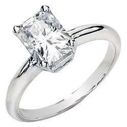 14K White Gold Created Moissanite Solitaire Engagement Ringwhite 