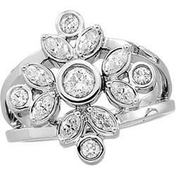 14K White Gold Diamond Right Hand Ringwhite 