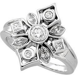 14K White Gold Diamond Right Hand Ringwhite 