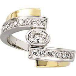 14K Two Tone Gold Diamond Right Hand Ringtwo 