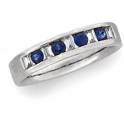 14K White Gold Sapphire & Diamond Bridal Band Ringwhite 